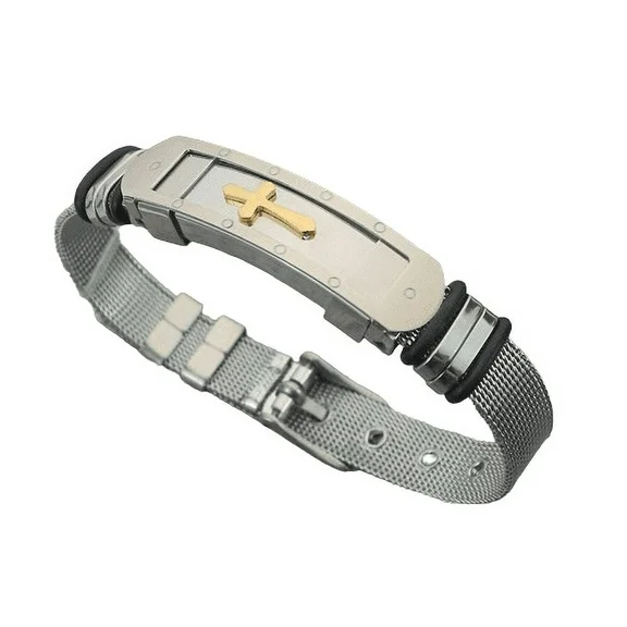 JO WISDOM Cross Stainless SteelCouple Bracelet, Wristband, Adjustable Bracelet, Handcrafted By Senior Craftsman, Men's Leather Bracelet As A Gift For Boyfriend
