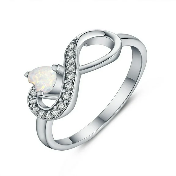 JO WISDOM Infinity Heart Promise Rings for Her Sterling Silver Friendship Ring