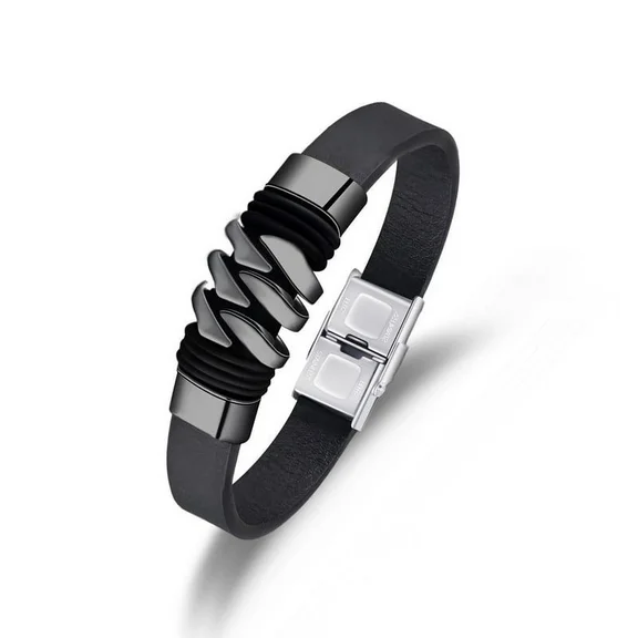 JO WISDOM Men's Leather Bracelet Bracelet Bracelet Magnetic Buckle Men's Bracelet Handmade by Senior Craftsmen's Leather Bracelet as a Gift for Boyfriend