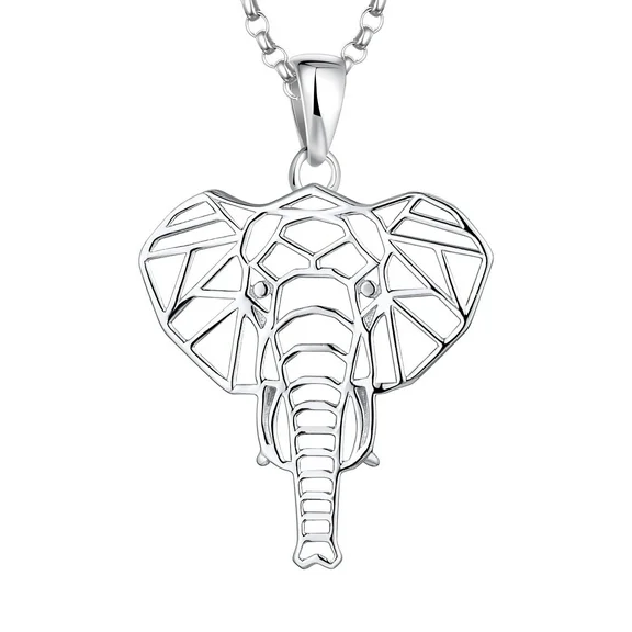 JO WISDOM Women Elephant Necklace,925 Sterling Silver Lucky Animal Amulet Pendant Necklace