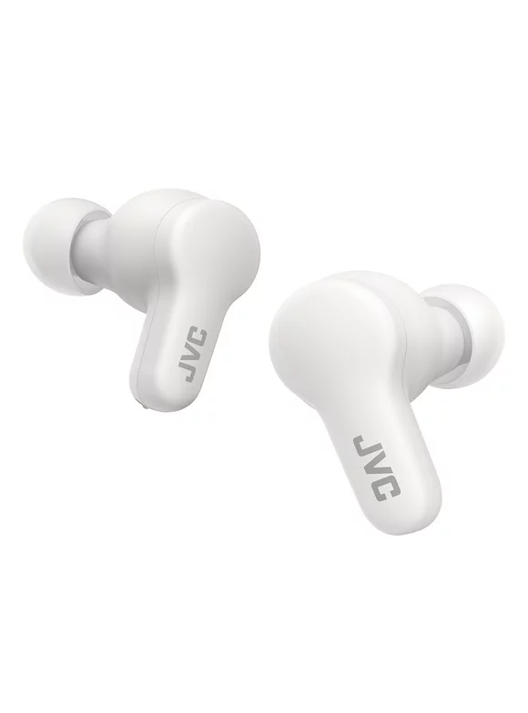 JVC New Gumy True Wireless Earbuds Headphones, Long Battery Life (up to 24 Hours), Sound with Neodymium Magnet Driver, Water Resistance (IPX4) - HAA7T2W (Coconut White), Compact