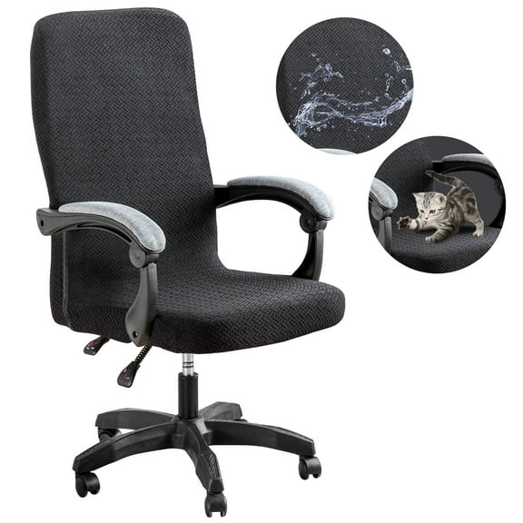 Jacquard High Back Office Chair Cover - Stretchable Desk Chair Covers for Executive Computer Chair, Rotating Chair Slipcovers Seat Protector (Small, Black)