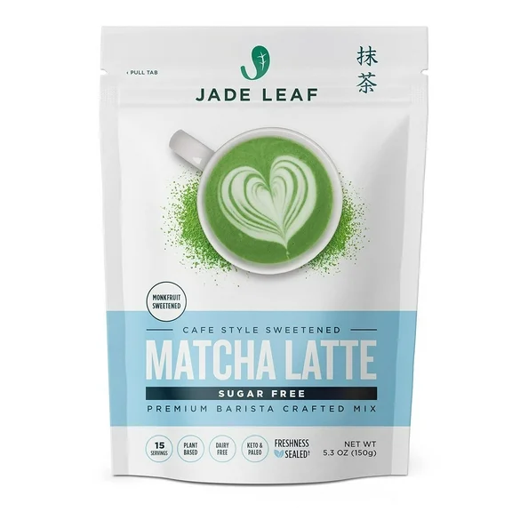 Jade Leaf Café Style Sugar Free Organic Matcha Latte Green Tea Powder Mix - 5.3 oz
