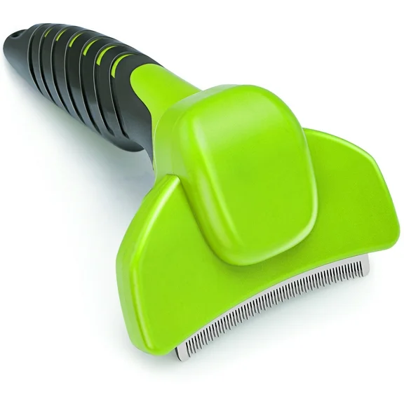 Joytale Pet Grooming Brush, Self Cleaning Deshedding Brush for Large Dogs and Cats, Green