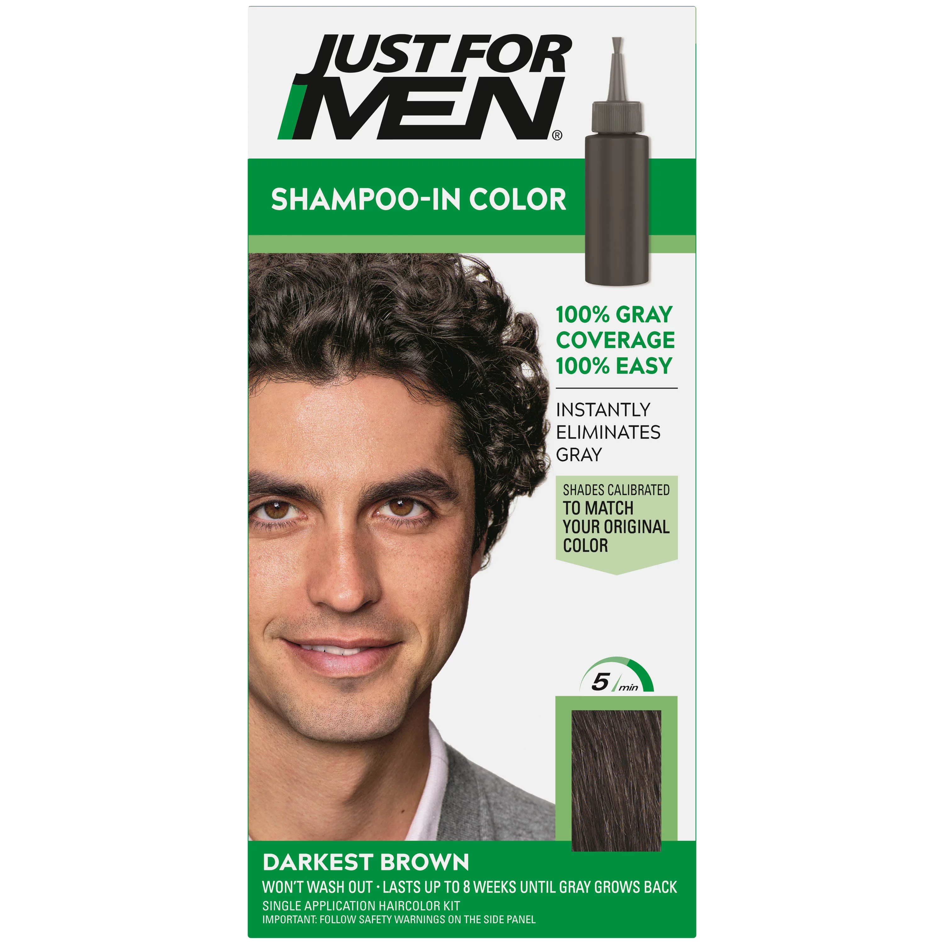 Just For Men Shampoo-in Hair Dye for Men, H-50 Darkest Brown