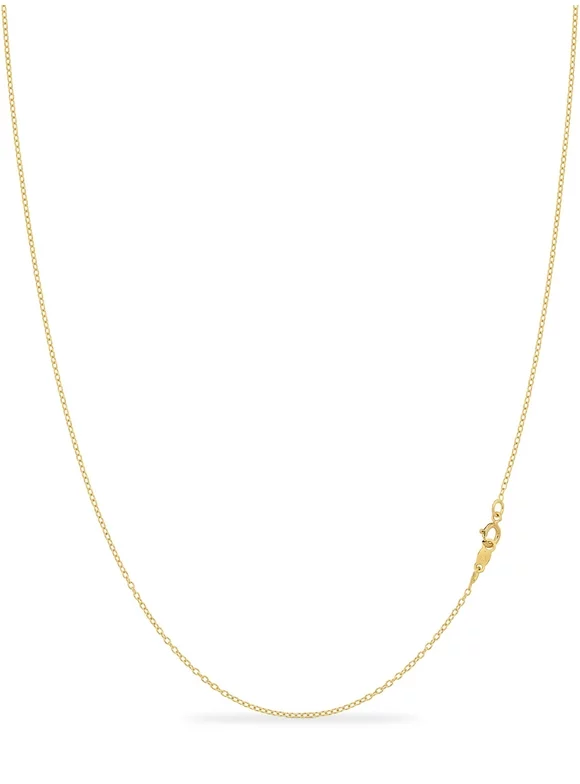 KEZEF Creations Cable Chain Necklace Sterling Silver Italian 1.3mm Gold Plated Nickel Free 14 inch