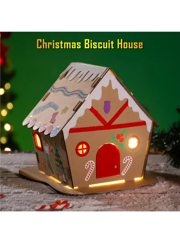 KIHOUT Discount Christmas Diy Christmas House Gift Puzzle Making Package
