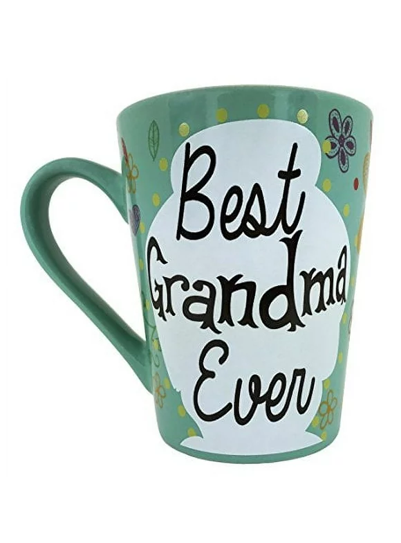 KINREX Mothers Day Coffee Mug Gifts - Best Grandma Ever Ceramic Tea Cup - Turquoise- 12 Oz. Microwave and Dishwasher Safe