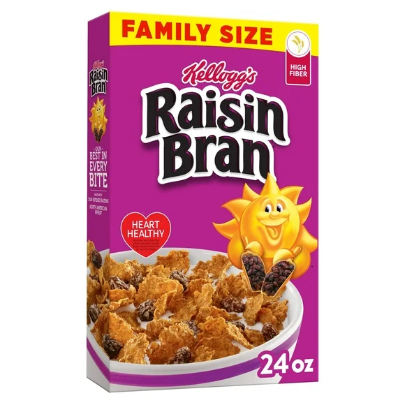 Kellogg's Raisin Bran Original Breakfast Cereal, Family Size, 24 oz Box