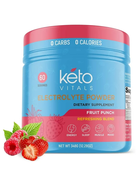 Keto Vitals Keto Electrolytes Powder for Hydration, Sleep, Energy, Muscle Function Fruit Punch