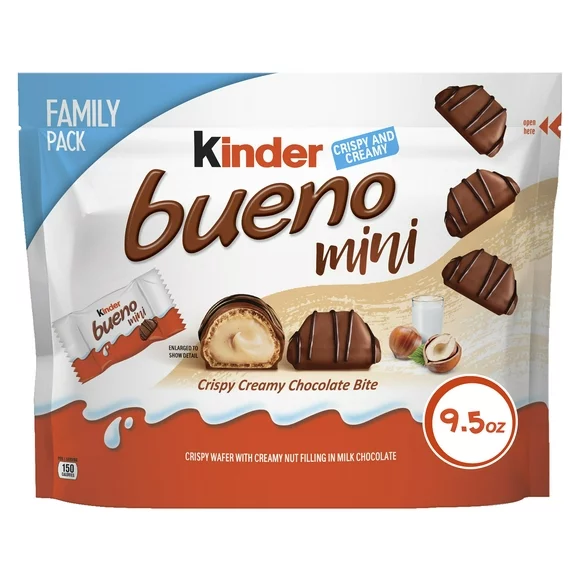 Kinder Bueno Mini, Milk Chocolate And Hazelnut Cream Bars, Family Pack, 9.5 oz
