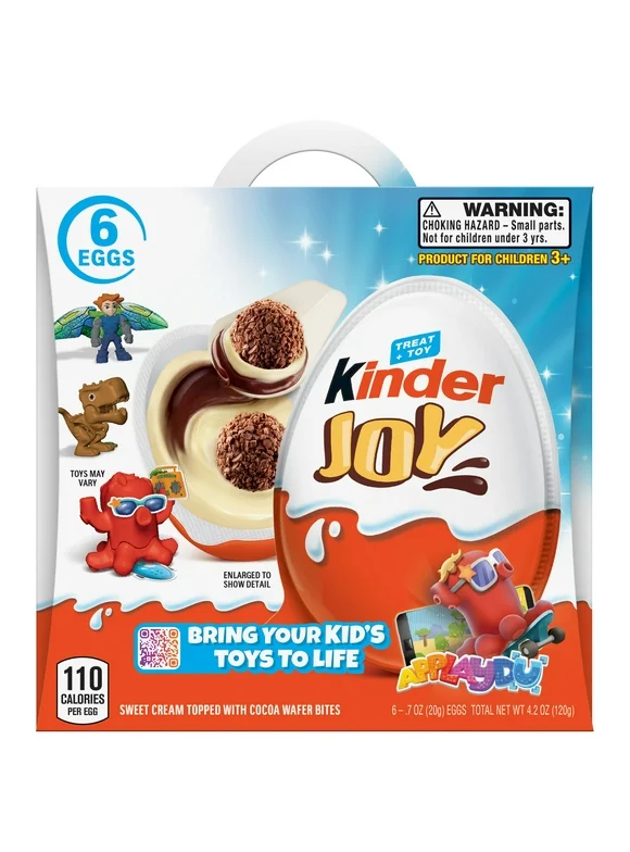 Kinder Joy Eggs, Treat Plus Toy, Sweet Cream and Chocolatey Wafers, 4.2 oz, 6 Count
