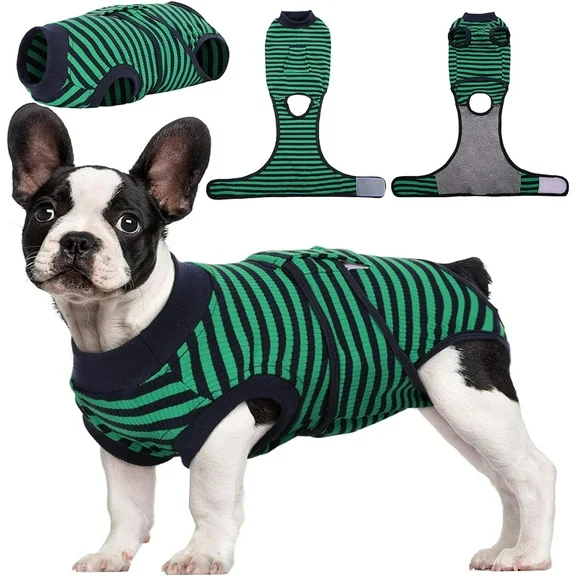 Kuoser Dog Surgical Recovery Suit Dogs Cat Onesie after Surgery,Green,XS