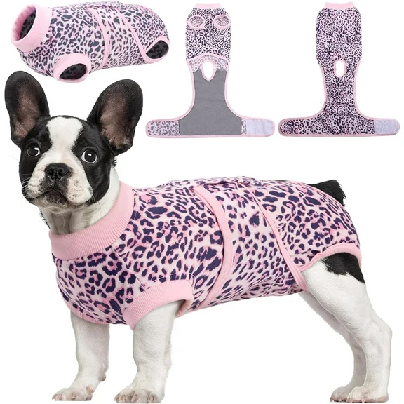 Kuoser Dog Surgical Recovery Suit, Recovery Suit for Female Male Dogs, Dog Onesie after Surgery, Pink, XS