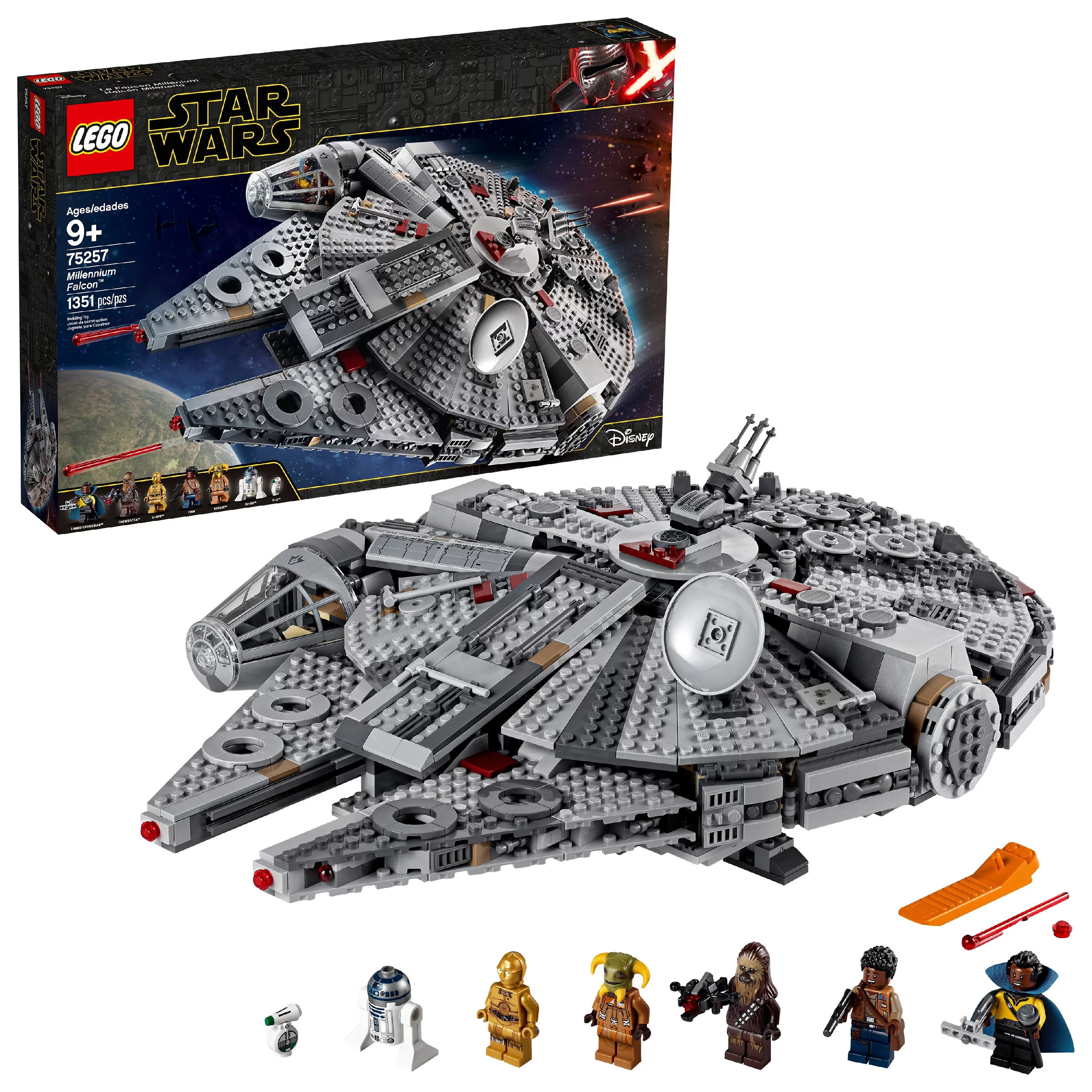 LEGO Star Wars Millennium Falcon 75257 Starship Construction Set, with Finn, Chewbacca, Lando Calrissian, Boolio, C-3PO, R2-D2 and D-O, The Rise of Skywalker Collection