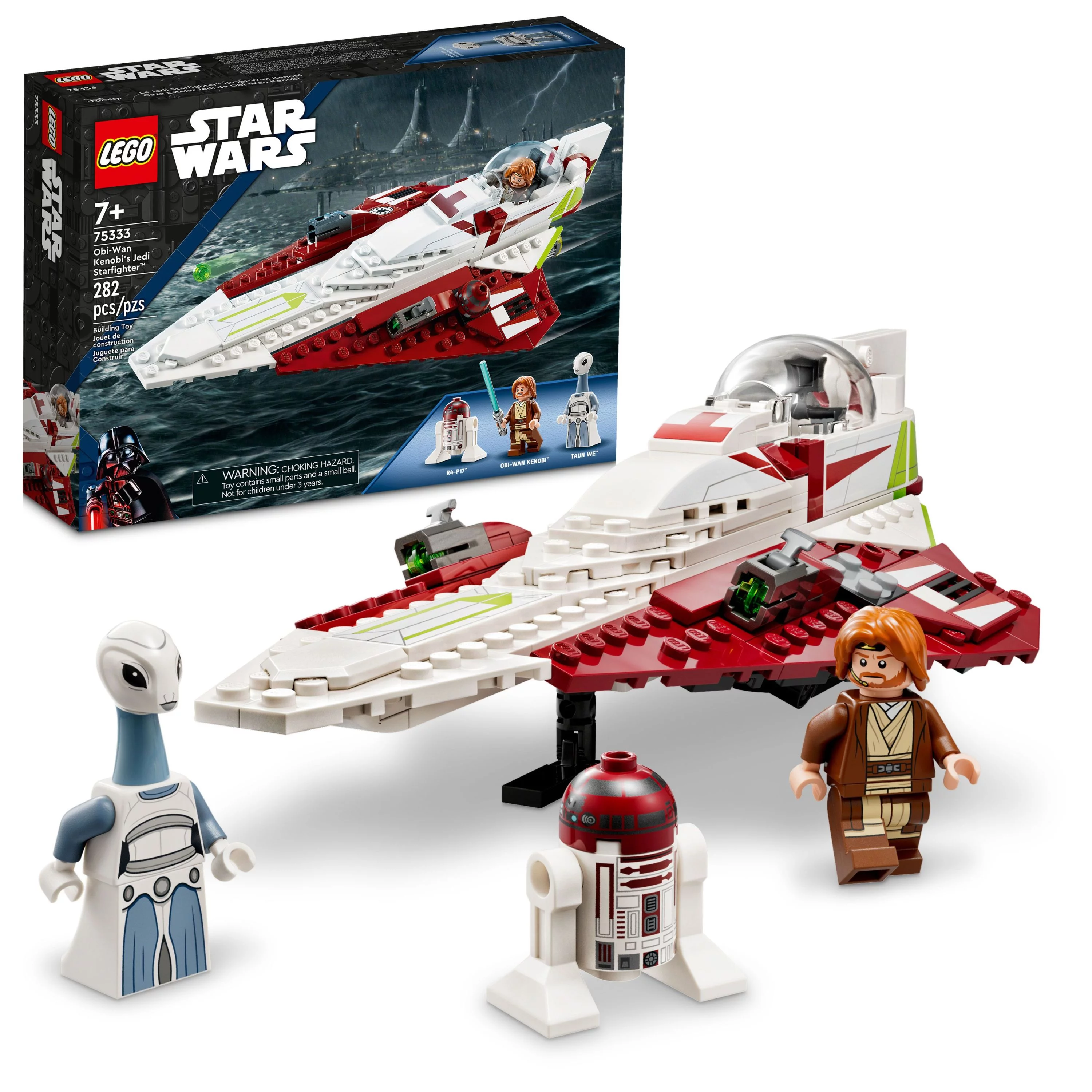 LEGO Star Wars Obi-Wan Kenobi’s Jedi Starfighter 75333, Attack of the Clones Building Set with Taun We Minifigure, Droid Figure and Lightsaber, Gift Idea for Grandchildren or Star Wars Fans Ages 7+