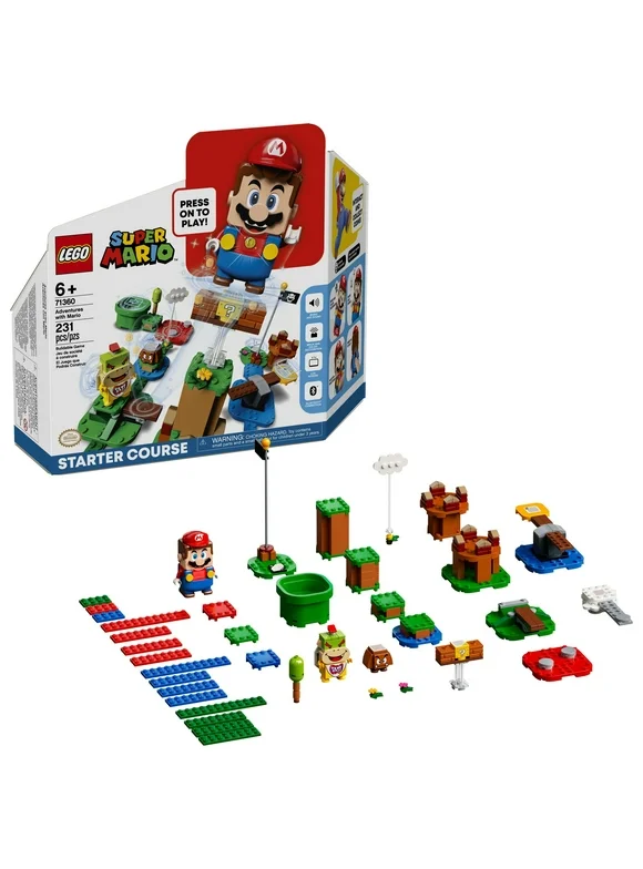 LEGO Super Mario Adventures with Mario Starter Course Set, Buildable Toy Game, Birthday Gift for Super Mario Bros. Fans and Kids Ages 6 and Up with Interactive Mario Figure and Bowser Jr., 71360