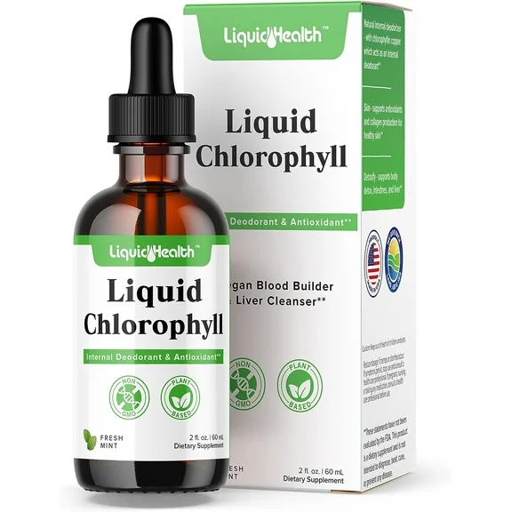LIQUIDHEALTH Chlorophyll Liquid Drops Deodorant, Detox, Energy & Immune Support, 2 fl Oz
