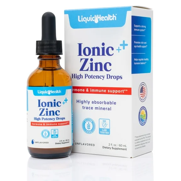 LIQUIDHEALTH Ionic Zinc Drops Immune Support Supplement Liquid Vitamin, 2 fl Oz Unflavored