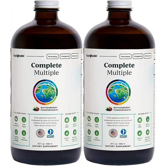 LIQUIDHEALTH Liquid Multivitamin Natural Immune Support Supplement for Adult Men & Women, 32 Fl. Oz. 2-Pack