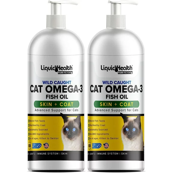 LIQUIDHEALTH Omega 3 Fish Oil Cat Supplements & Vitamins with EPA, DPA & DHA, 8 Oz