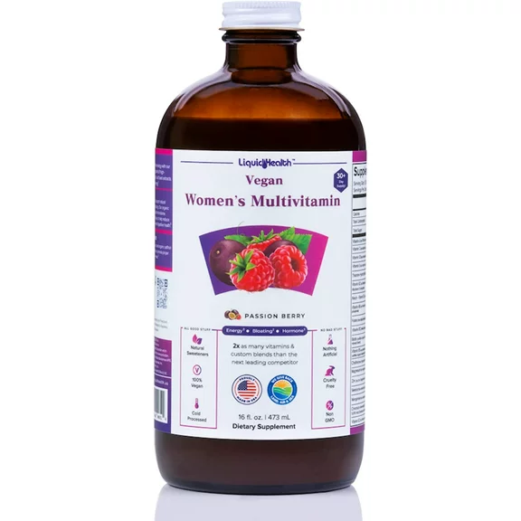 LIQUIDHEALTH Vegan Liquid Multivitamin for Women with Biotin, Folate, 16 fl Oz