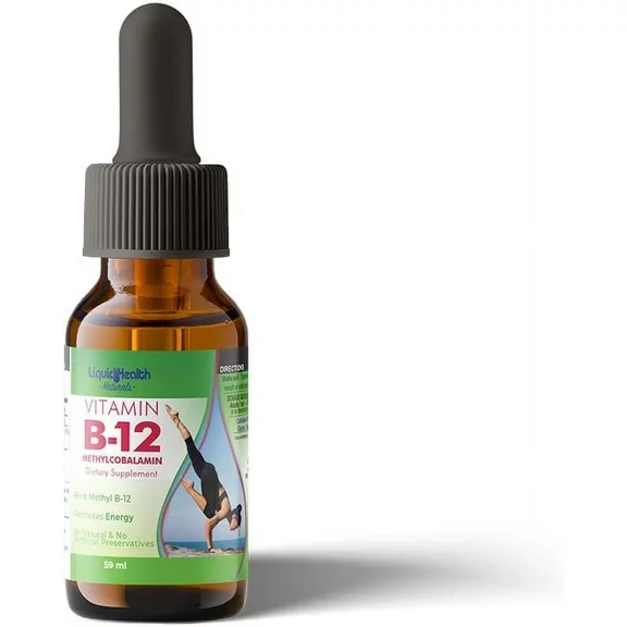 LIQUIDHEALTH Vitamin B12 Liquid Drops Natural Supplement for Energy, 2 fl Oz