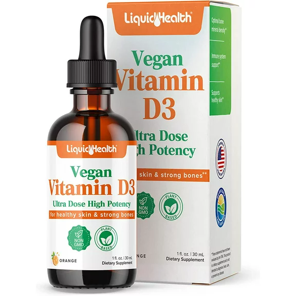 LIQUIDHEALTH Vitamin D3 5000 IU Liquid Supplement for Bone Health, Immune Support, 1 fl Oz