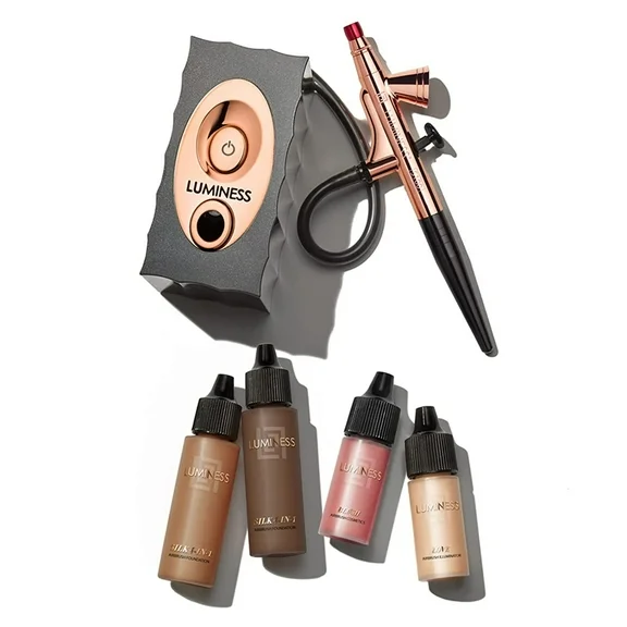 LUMINESS Icon Airbrush System with Starter Kit: Includes Silk 4-In-1 Foundation, Highlighter and Blush