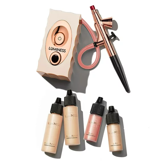 LUMINESS Icon Pro Airbrush System with Starter Kit: Includes Silk 4-In-1 Foundation, Highlighter and Blush