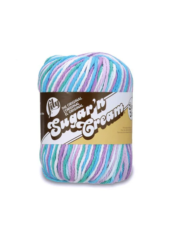 Lily Sugar'n Cream® Super Size Ombre #4 Medium Cotton Yarn, Beach Ball Blue 3oz/85g, 150 Yards