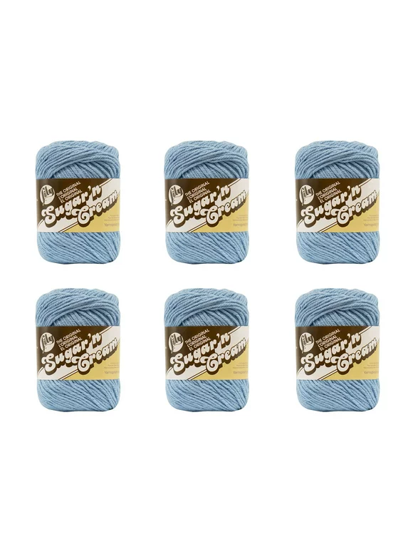 Lily Sugar'n Cream® The Original #4 Medium Cotton Yarn, Light Blue 2.5oz/71g, 120 Yards (6 Pack)