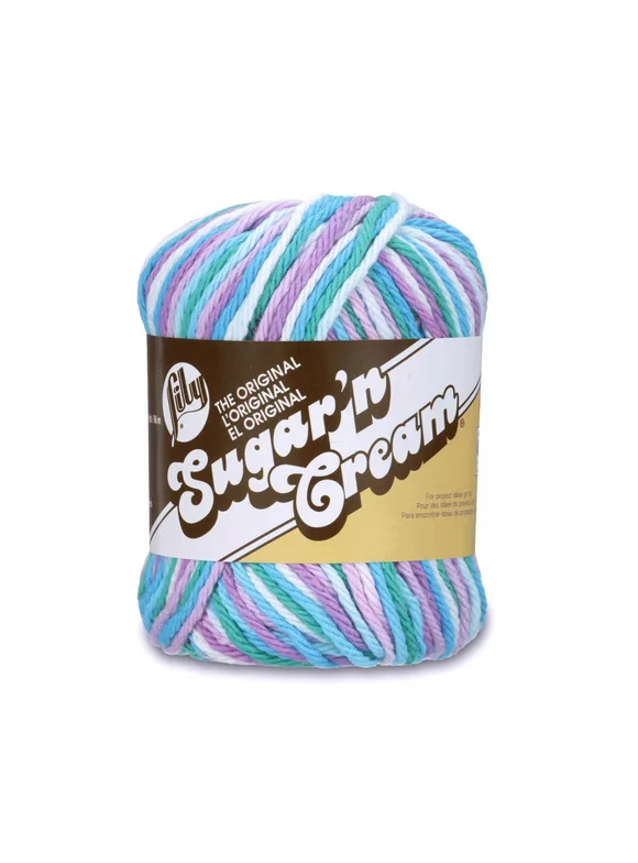 Lily Sugar'n Cream The Original Ombre 4 Medium Cotton Yarn, Beach Ball Blue 2oz/57g, 95 Yards