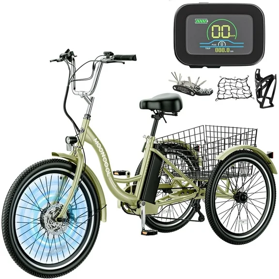 Lilypelle 26" Electric Tricycle for Adults, 350W 36V 14.5ah 7 Speeds Motorized Electric Trike Three Wheel Electric Bikes Bicycle with Large Basket for Women Men