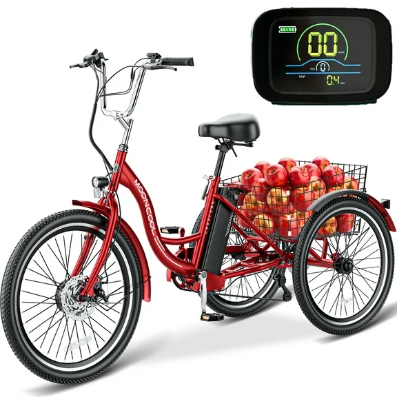 Lilypelle Electric Tricycle ,3 Wheel Motorized Bicycle,with 350W Motor 36V 10.4AH Lithium Battery UL Certified,24" Adults Electric Trike, Three Wheel Ebike E Bicycle with Basket