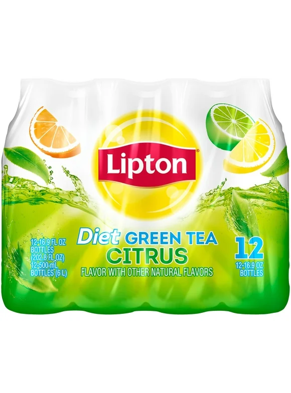 Lipton Diet Green Tea Citrus Iced Tea, Bottled Tea Drink, 16.9 fl oz, 12 Pack Bottles