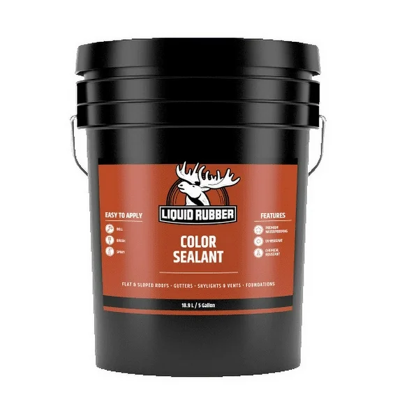 Liquid Rubber Color Sealant - Indoor & Outdoor - Easy Apply - Brown, 5 Gallon
