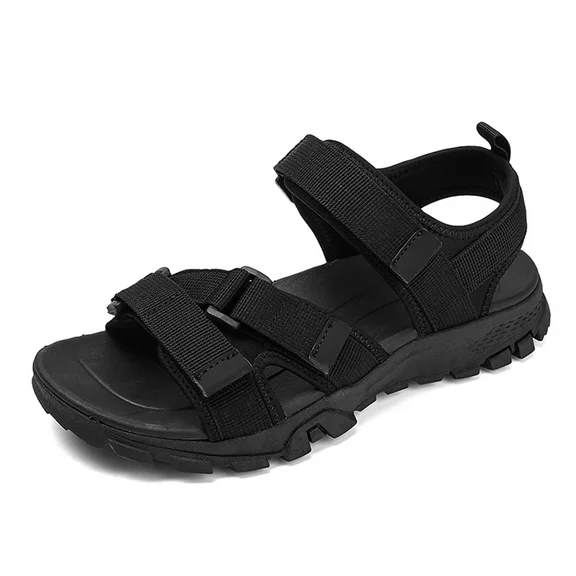 Lopsie Men's Outdoor Hiking Shoes Summer Sandals For Men,Head Cowhide Beach Shoes Casual Leather Fisherman Sandalias Black
