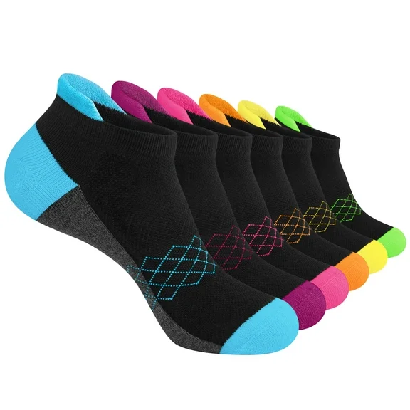 Loritta Ankle Socks for Women, Black Athletic No Show Low Cut Socks for Women Size 8-10, 6 Pairs