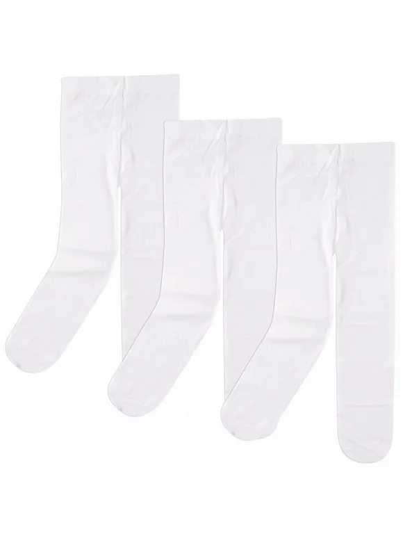 Luvable Friends Baby and Toddler Girl Nylon Tights, White, 9-18 Months