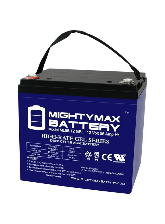 ML55-12GEL -12 Volt 55 AH, GEL Type, Internal Thread (INT) Terminal, Rechargeable SLA AGM Battery