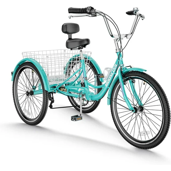 MOONCOOL Adult Tricycles 7 Speed, 16/20/24/26 inch 3 Wheel Bikes, Three-Wheeled Bicycles Cruise Trike with Shopping Basket for Seniors, Women, Men, Teenager, Kids