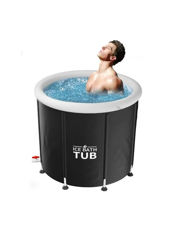 MOPHOTO Oversized Ice Bath Tub for Athletes, Inflatable Portable Bathtub Foldable Ice Bathtub, Large Outdoor Ice Bath with Lid, Cold Plunge Tub Freestanding Bathtubs for Adults, 34" x 30"