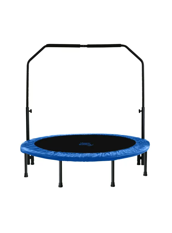 Machrus Upper Bounce 48" Mini Trampoline with Adjustable Handbar – Round Foldable Rebounder Fitness Trampoline for Kids & Adults