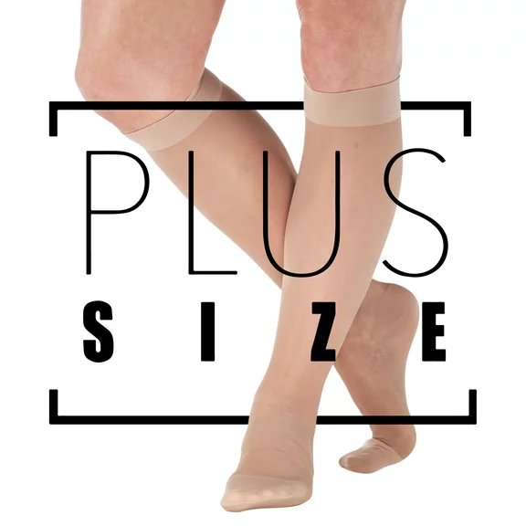 Made in USA - Plus Size Compression Stockings Women 15-20mmHg - Beige, 3XL
