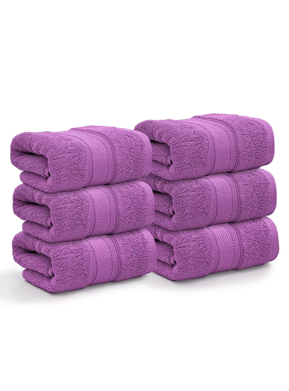 Magshion Hand Towels for Bathroom, 6 Pack Premium Hand Towel Set, 16x28 Inches Ultra Soft Cotton Highly Absorbent Bath Towels, Lavender