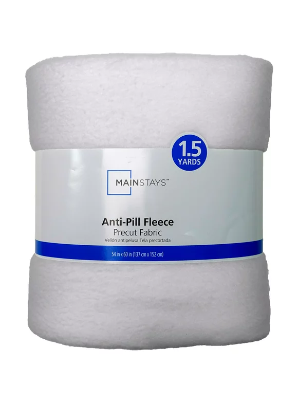 Mainstays 58" x 1.5 yard Lux Anti-pill Fleece Fabric Precut, White