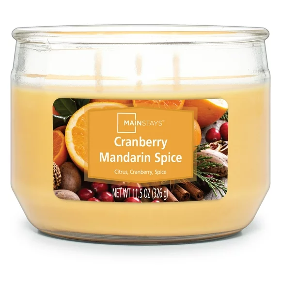 Mainstays Cranberry Mandarin Spice 3 Wick Candle, 11.5 oz