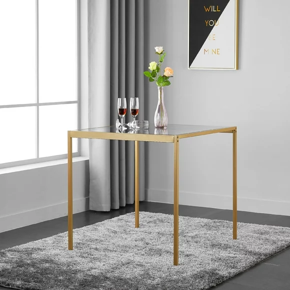 Mainstays Tempered Glass and Metal Dining Table, Small