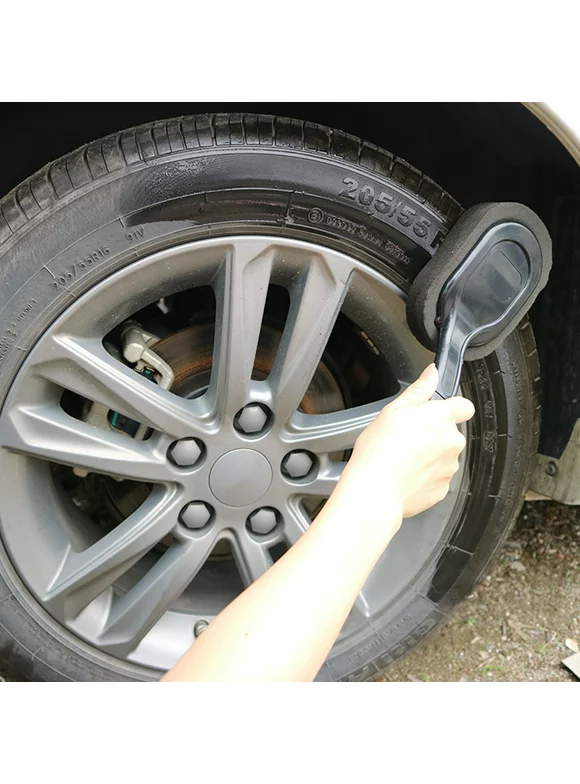 Mairbeon Tire Shine Applicator Arc Design Wear-resistant Sponge Car Tire Cleaning Brush with Long Handle for Car Tire
